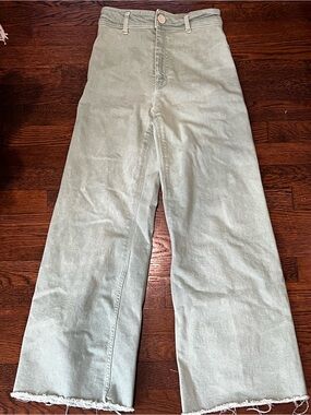 High-Rise Wide Leg Women’s Jeans in Sage Green